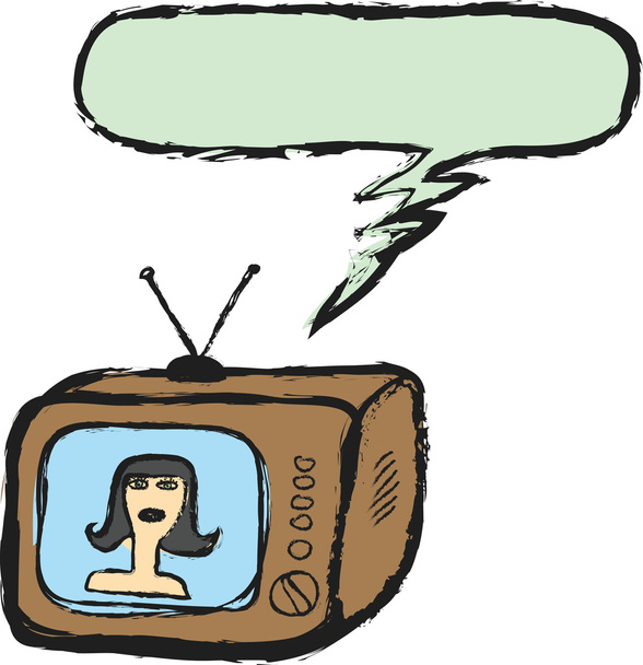 Doodle staré retro Tv, moderátorky a řeči bublina - Fotografie, Obrázek
