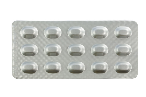 ブリスター パックの白い背景で隔離の薬 - 写真・画像