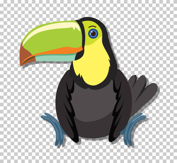 Roztomilý toucan pták v plochém kresleném stylu ilustrace - Vektor, obrázek