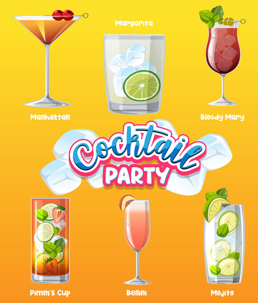 Cocktailparty Menü Banner Illustration - Vektor, Bild