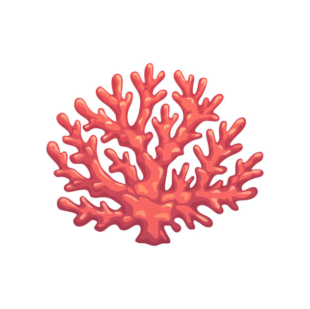 Caricature sous-marine corail plante branche, isolé vecteur récif marin objet avec excroissances. Vie aquatique tropicale sous-marine, flore marine corallienne océanique élément de conception de biodiversité isolé - Vecteur, image