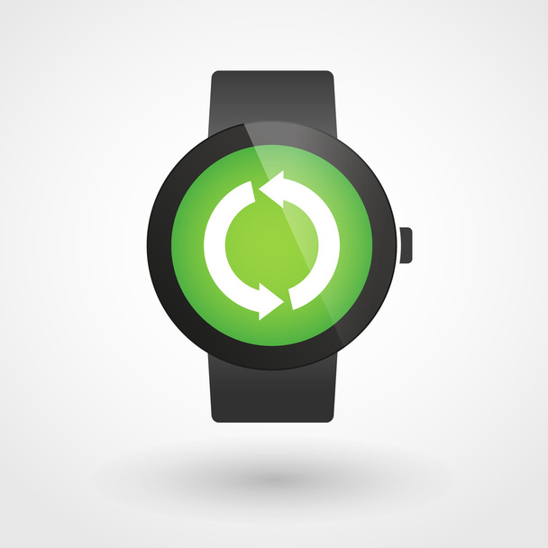 Smart watch icon with a recycle sign - Vektör, Görsel