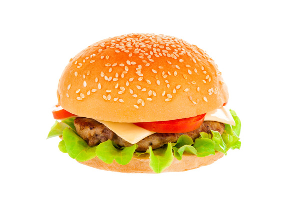 Big hamburger on white background - Photo, Image