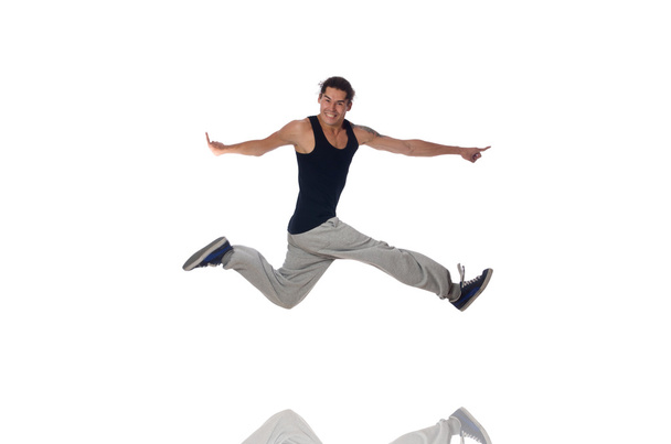 Man dancing isolated on the white - Photo, Image
