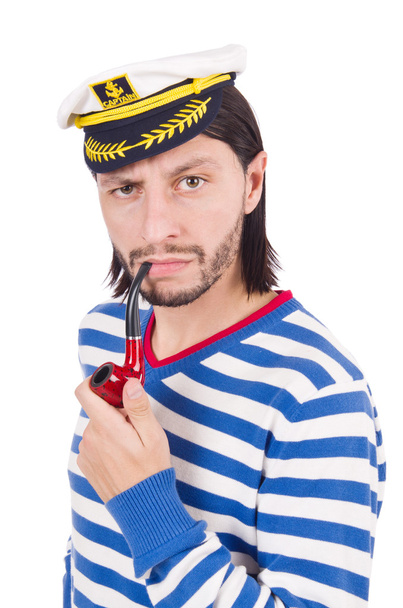 Divertido marinero aislado en el blanco - Foto, imagen