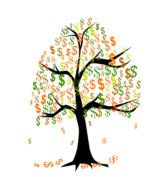 Strom peněz - Vektor, obrázek