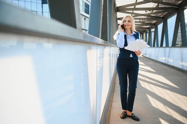 Business Women Style. Woman Going To Work. Portrait Of Beautiful Female In Stylish Office - Foto, immagini
