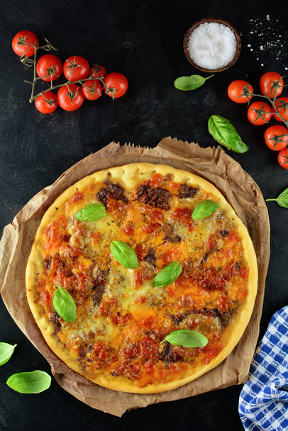 primer plano de deliciosa pizza descuidada joe - Foto, imagen
