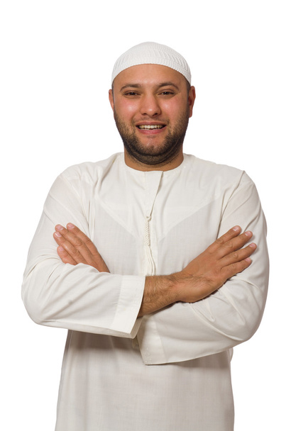 Concept with arab man isolated on white - Φωτογραφία, εικόνα