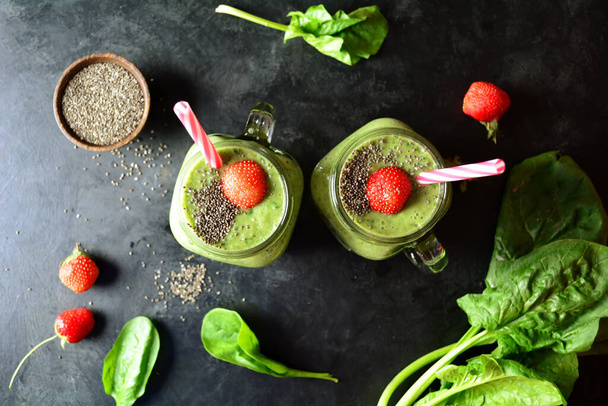 Close up of delicious  spinach smoothie - Photo, Image
