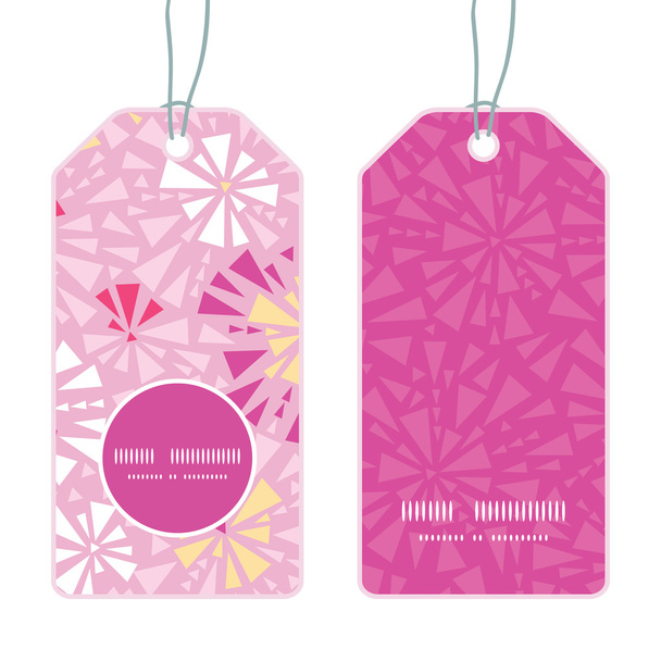 Vector pink abstract triangles vertical round frame pattern tags set - Vektor, Bild