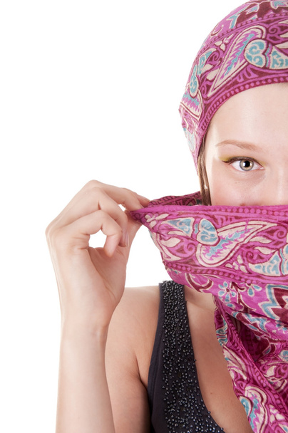 Young woman with covered face - Foto, Imagem