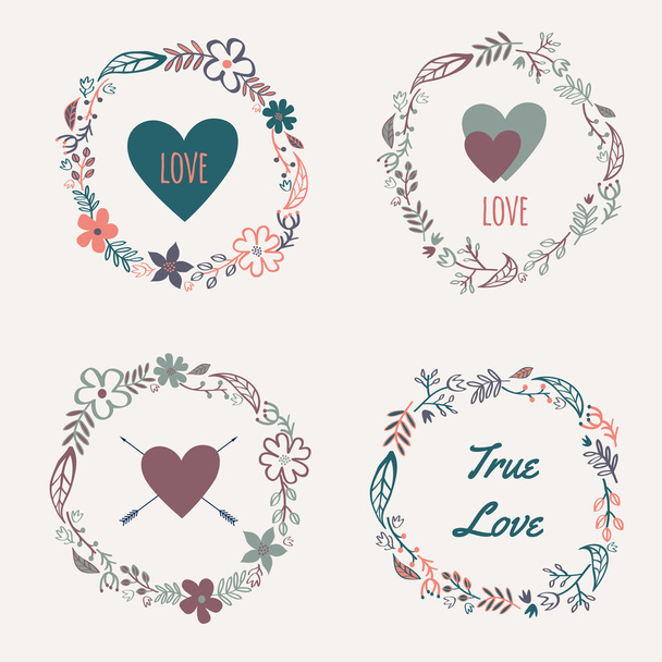 Vector set of colorful floral frames - Vector, Image