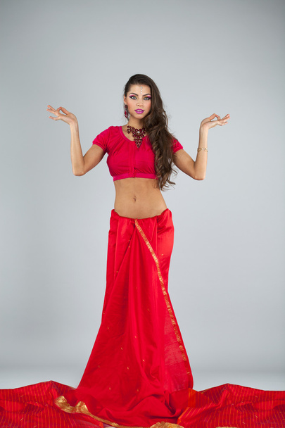 Young traditional Asian Indian woman in indian sari - Foto, afbeelding