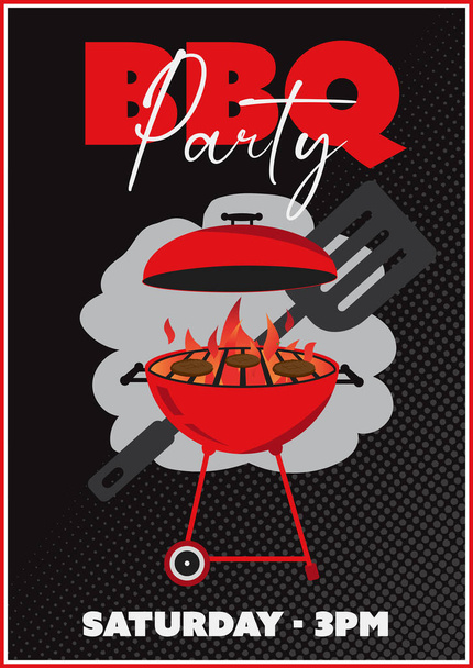 BBQ Grill Party event invitation illustration vector text is outline - Vektor, kép