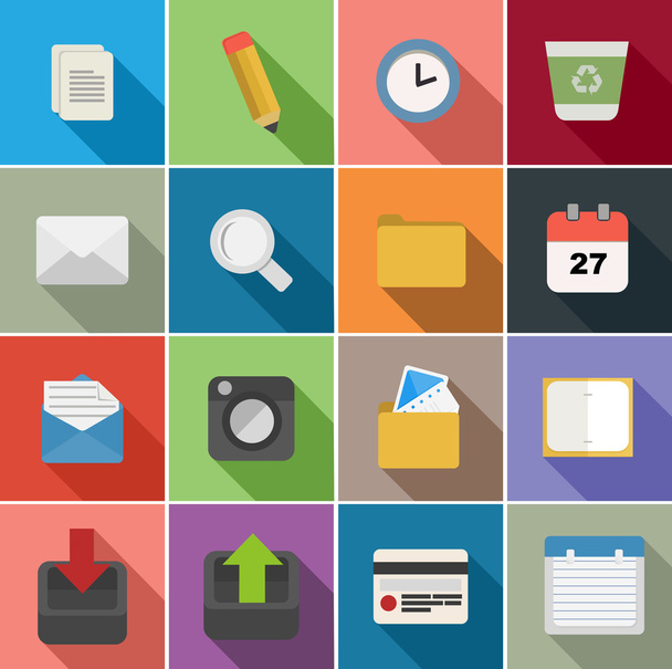 Office flat icons set design - Vector, Image