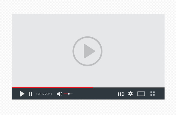Διασύνδεση αναπαραγωγής βίντεο που απομονώνεται σε διαφανές φόντο. Σχεδιασμός template ροής βίντεο για ιστοσελίδες και εφαρμογές για κινητά. Εικονογράφηση διανύσματος - Διάνυσμα, εικόνα
