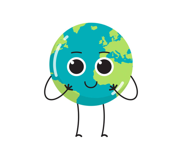 Nette Erde Charaktere verschiedene Emotionen und Cartoon-Maskottchen Globus Sammlung Set flache Vektor Illustration. - Vektor, Bild