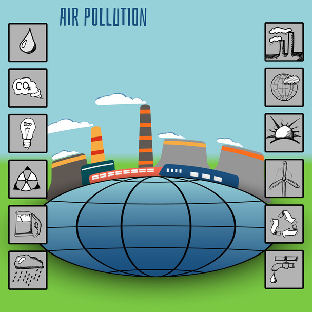 Векторна ілюстрація для презентації та інфографіки та іконок заводського забруднення повітря
 - Вектор, зображення