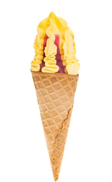 ice cream in waffle cone isolated on white background - Photo, Image