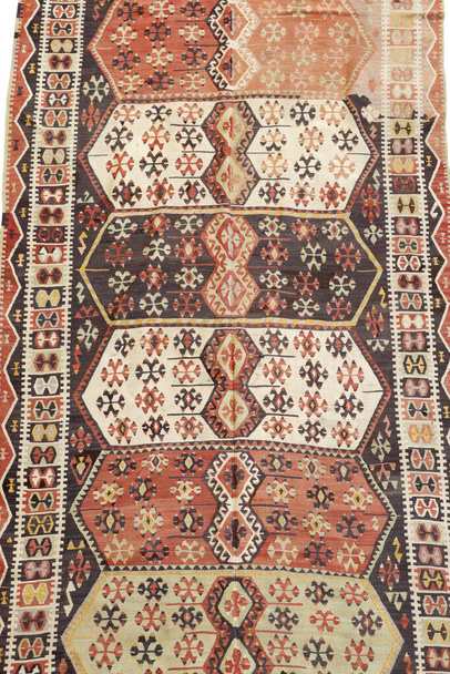 ウール織古いアンティークトルコのラグ - 写真・画像