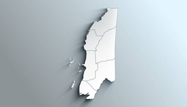 Географічна карта Белізу з округами з районами з регіонами з тінями - Фото, зображення