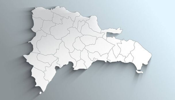 Zeměpisná mapa Dominikánské republiky s provinciemi s regiony se stíny - Fotografie, Obrázek