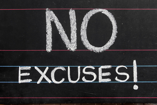 no excuses phrase handwritten on blackboard - Photo, Image