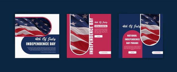 4th of july happy independence day. Social media post template for united states independence day. - Вектор, зображення