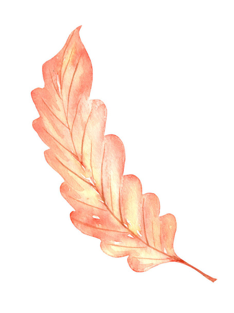 Bright, colorful autumn leaf. Watercolor fall illustration. - Fotó, kép