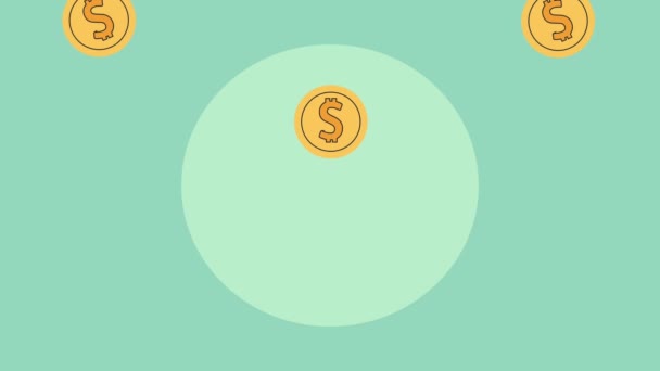 coins dollars money business animation , 4k video animated - Кадри, відео
