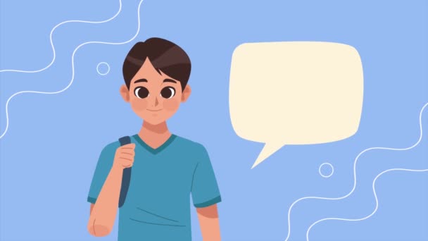 joven chico adolescente hablando animación, 4k video animado - Metraje, vídeo