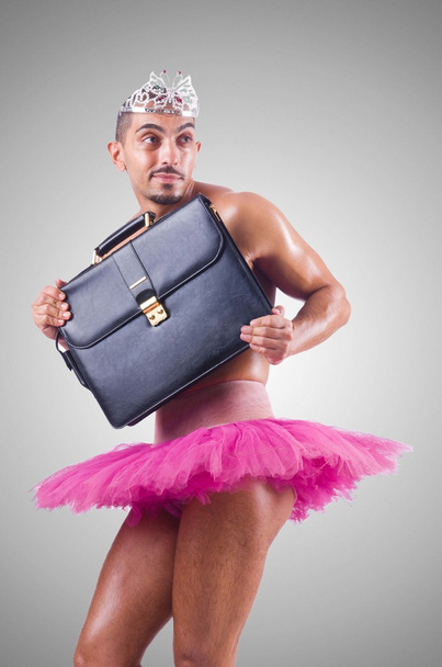 Man in tutu with briefcase - Foto, Imagen