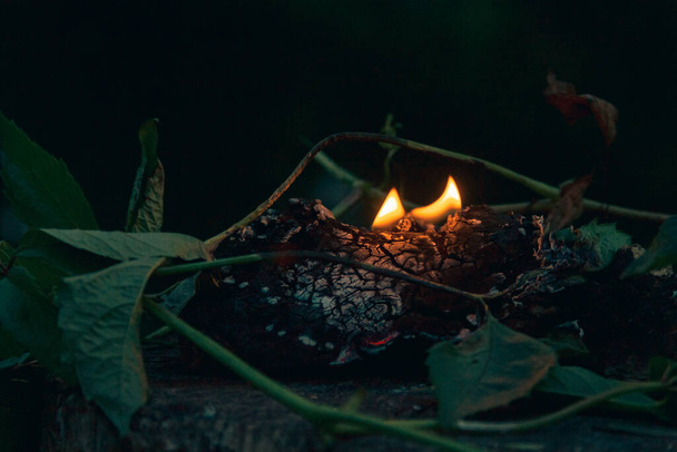 burning candle in the night - Foto, Imagem