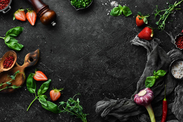 Food Background. Cooking. On the old background. Free copy space. Top view. - Fotoğraf, Görsel