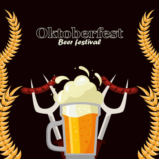 iscrizione oktoberfest con poster di birra - Vettoriali, immagini