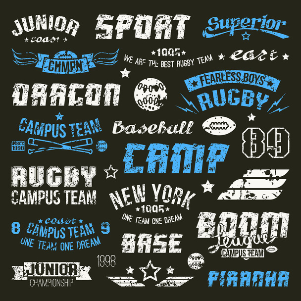 Badges baseball and rugby college team - Vector, Image