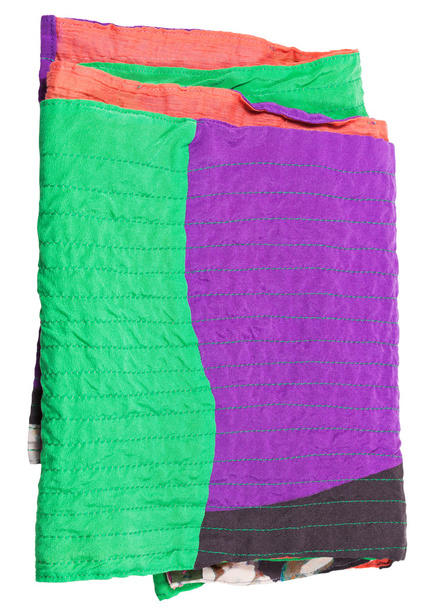 folded patchwork scarf isolated on white - Photo, Image