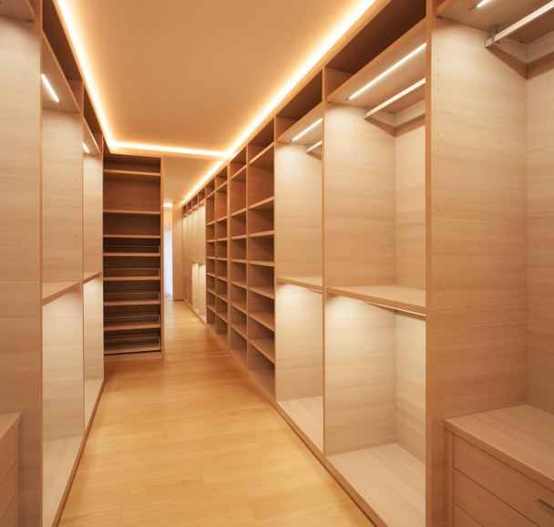 Elegant wooden walk-in closet ( mostly for women ) - Photo, Image