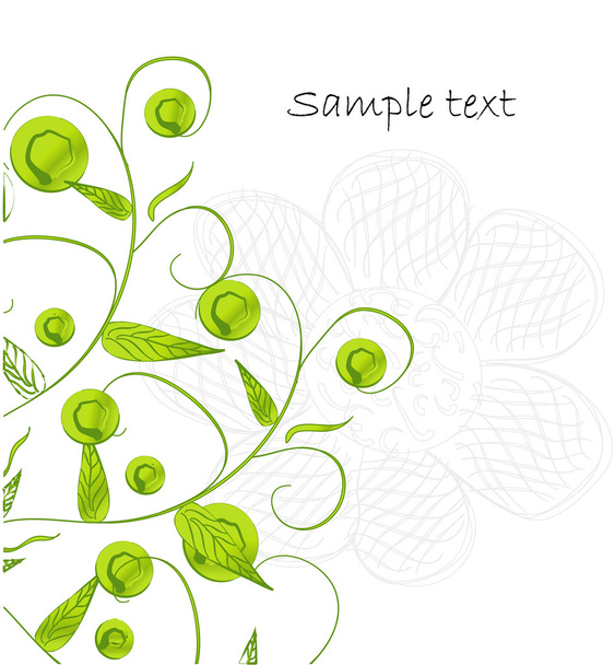 Card with flowers and leaf - Vector, afbeelding