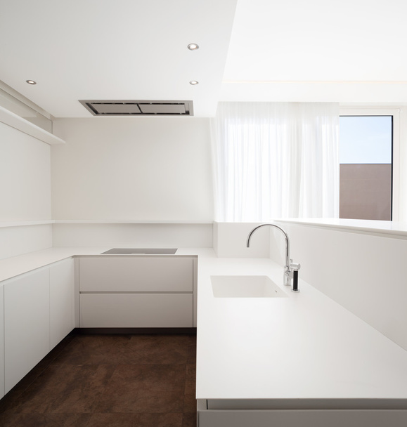 White super minimalist kitchen  - Фото, зображення