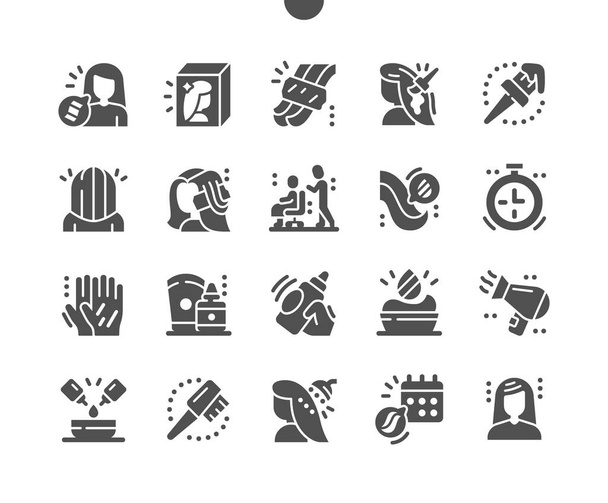 Hair highlighting. Hairdressing salon. Barber brush. Hair dye. Coloring, beauty, female, cosmetic, woman, salon and hairstyle. Vector Solid Icons. Simple Pictogram - Vector, Image