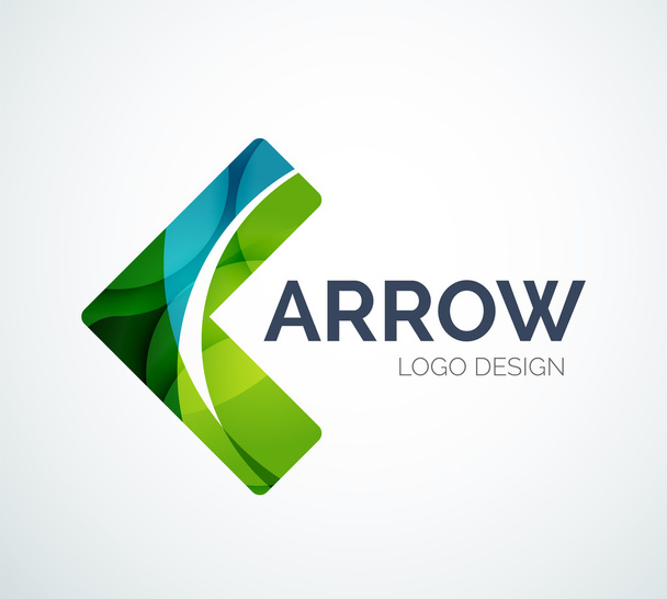Diseño del logo del icono de flecha hecho de piezas de color
 - Vector, Imagen