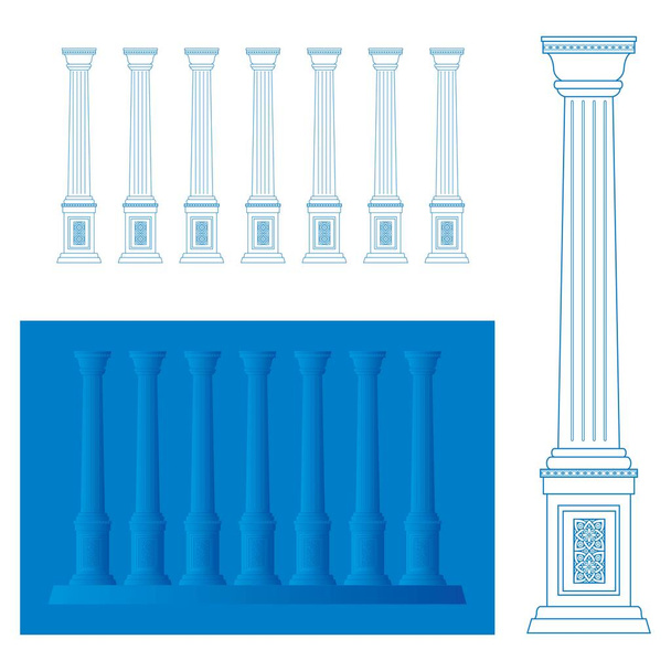 Zeven pijlers diagram. Clipart afbeelding geïsoleerd op witte achtergrond - Vector, afbeelding