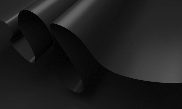 Abstract background with black wavy folded paper. 3d rendering - Foto, imagen