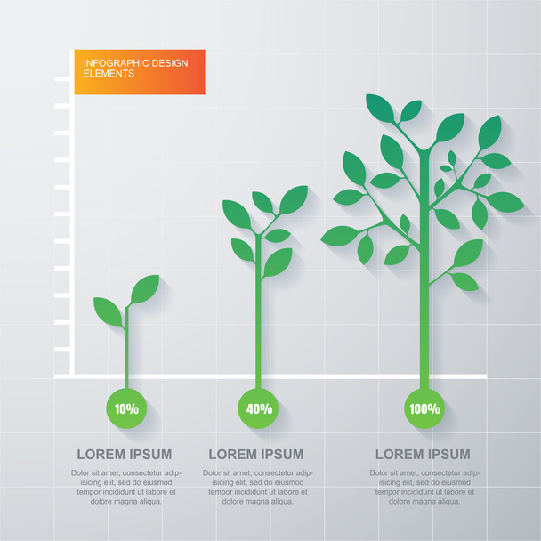 Zöld fa- és növényfajtákat diagram infographics sablon. Vektor Ilus - Vektor, kép