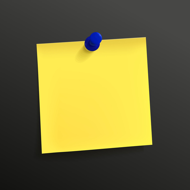 yellow note paper with pin  - Vector, Image