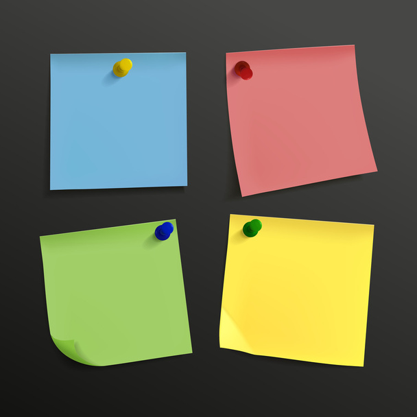 notes collantes colorées vierges avec épingle
 - Vecteur, image