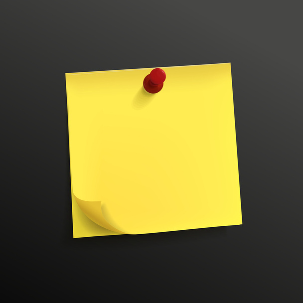 ピンと黄色のメモ用紙  - ベクター画像