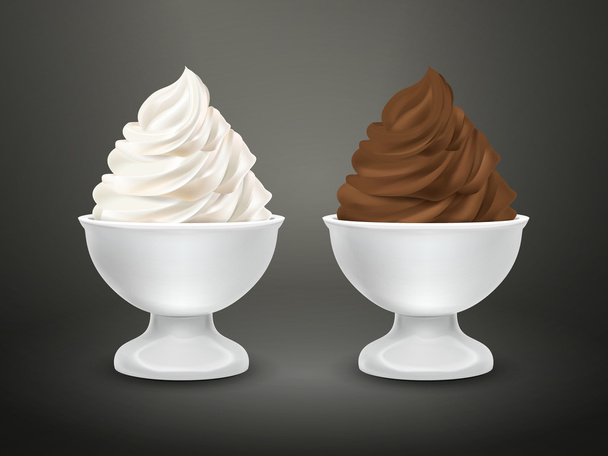 recipiente de comida en blanco con helado de chocolate y leche
  - Vector, Imagen
